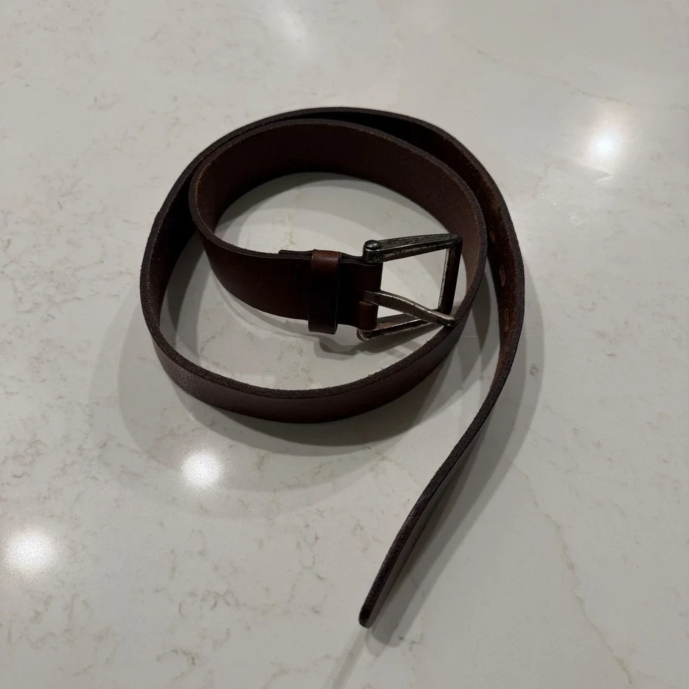 Fossil Mens Genuine Leather Belt Brown 34 MB20034 Vintage Style Buckle